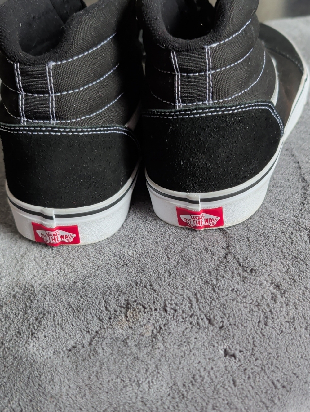 Vans Kids Black High-Top Sneakers with White Sole and Red Heel Tag